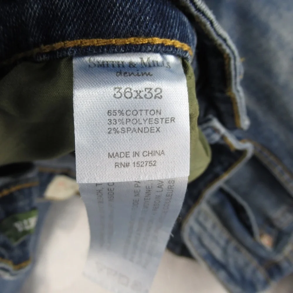 Smith & Mills Mens Stretch Denim Jeans Medium Wash Size 36 Classic Fit‎ Blue